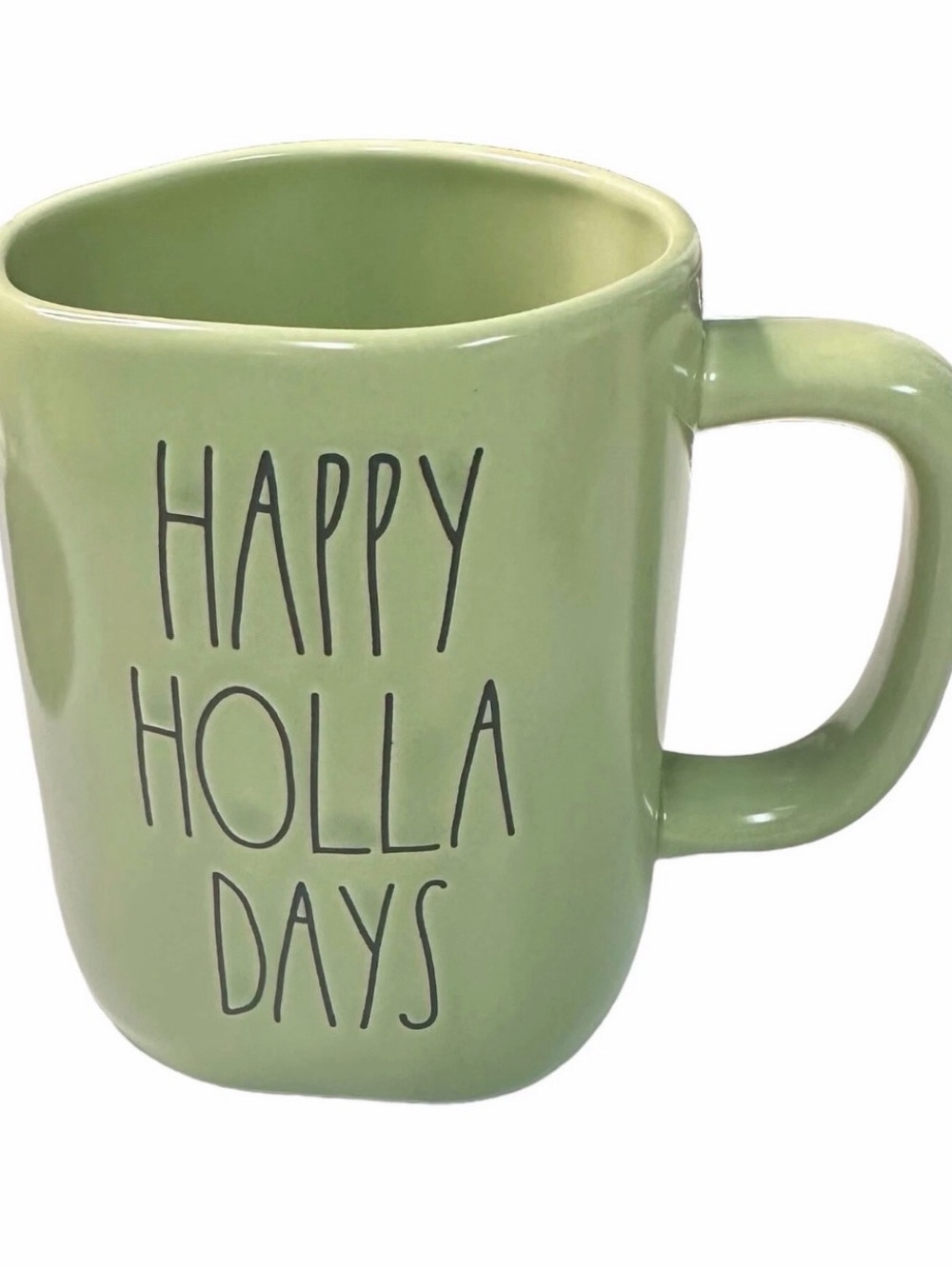 Rae Dunn Green 'Happy Holla Days' Ceramic Mug